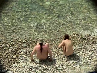 Voyeur on public beach. Cook Jerking and Oral Sex-Stimulation